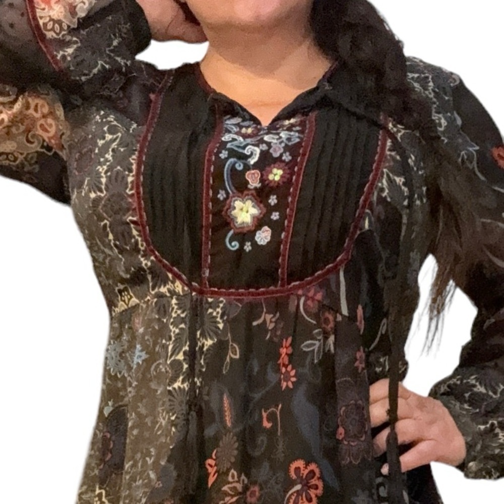 Double D Ranch “Lakota” Gypsy velvet trimmed bejeweled dress NWOT - Picture 7 of 13